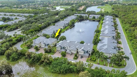 an aerial view of a house with a garden
