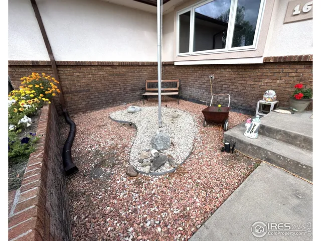 a view of a terrace with a chair