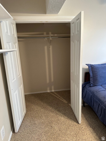 254 Meadow Lane Centerville, UT 84014 - Photo 30 of 34 Interior closet with bi-fold doors, white trim, a single hanging rod, and light-colored carpet flooring