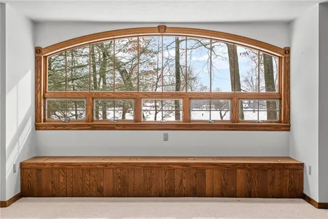 a living room with a large window