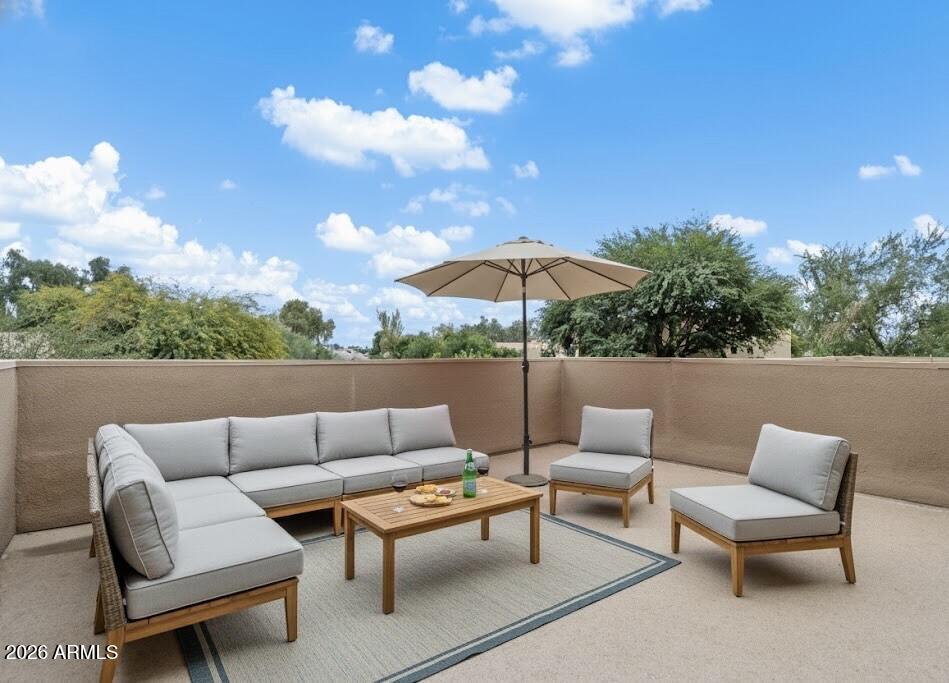 7740 East Gainey Ranch Road, Unit 27 Scottsdale, AZ 85258 - Photo 17 of 22 Guest Bedroom Large Balcony