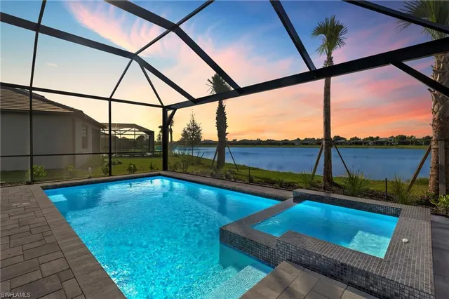 a view of swimming pool with a couch