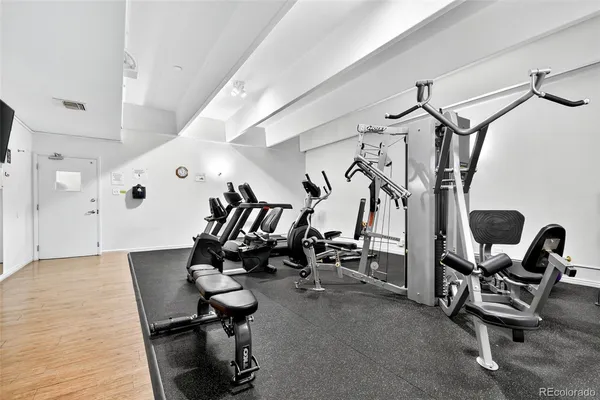 a view of a room with gym equipment