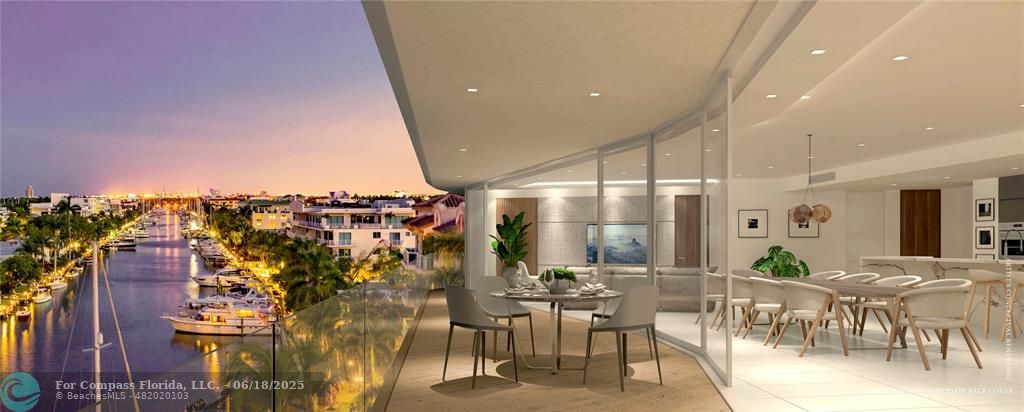 534 Hendricks Isle, Unit 302 Fort Lauderdale, FL 33301 - Photo 14 of 19 a view of a dining room with furniture a kitchen and chandelier