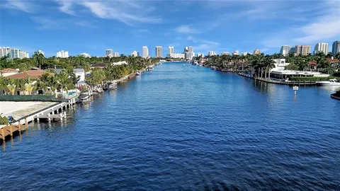 a view of a lake with boats