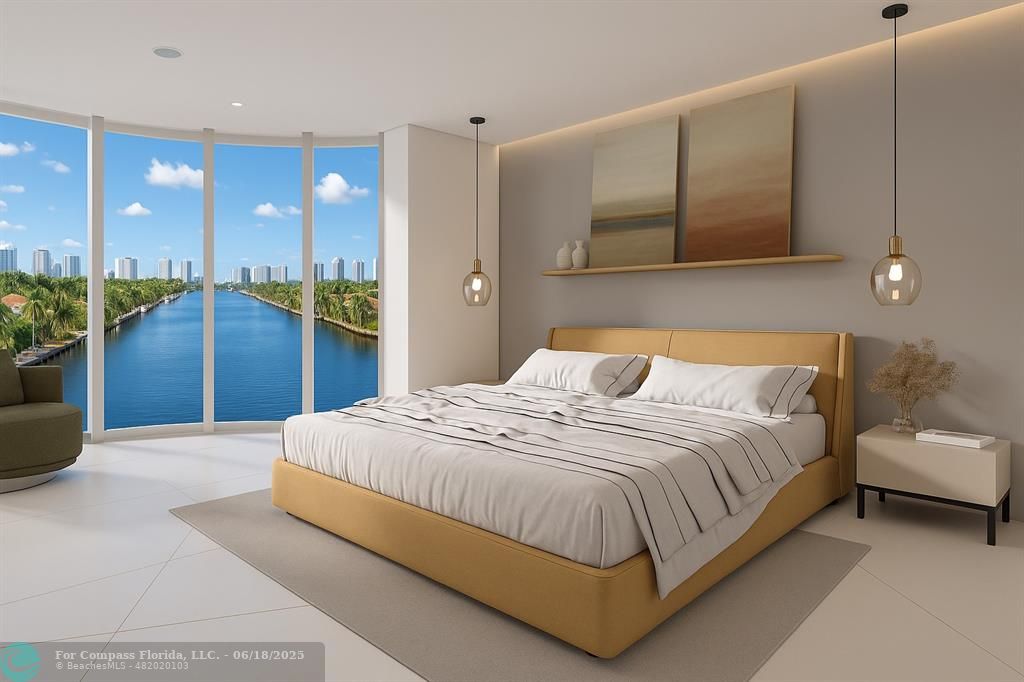 534 Hendricks Isle, Unit 302 Fort Lauderdale, FL 33301 - Photo 6 of 19 a bedroom with a bed and a large mirror