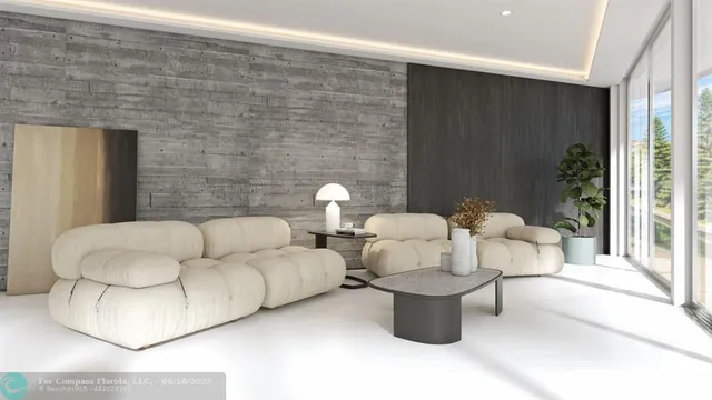 a living room with furniture a dining table and chairs