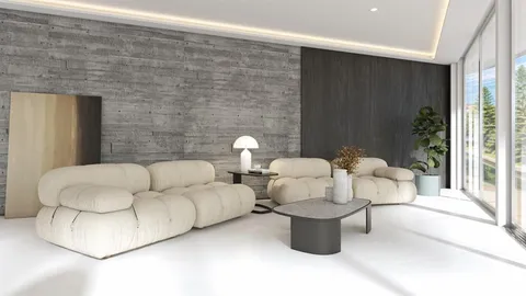 a living room with furniture