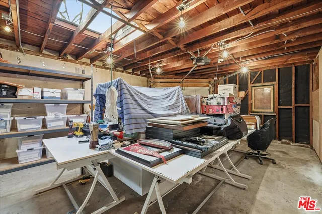 a storage room with furniture