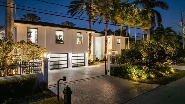 a view of a house with a street