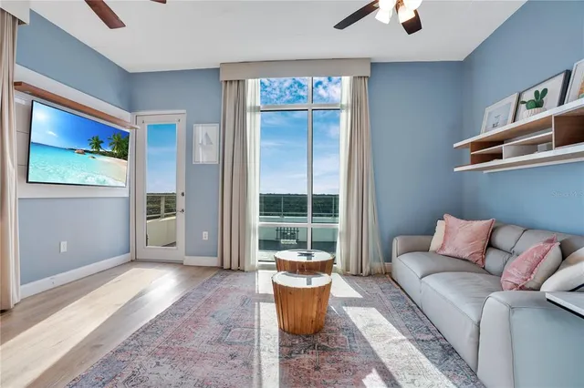 a view of balcony with furniture