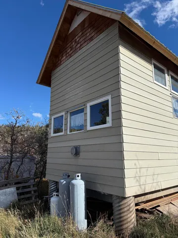 a front view of a house with plants
