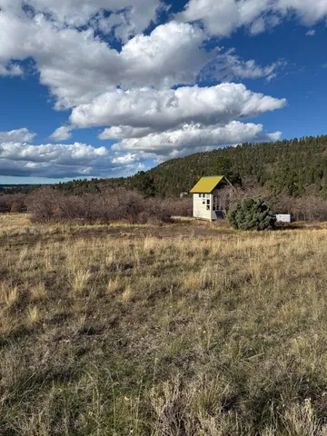 a view of a pathway with a building in the background