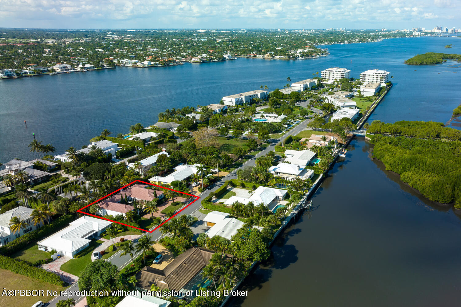 2258 Ibis Isle Road East Palm Beach, FL 33480 - Photo 9 of 31 an aerial view of a houses with a lake view