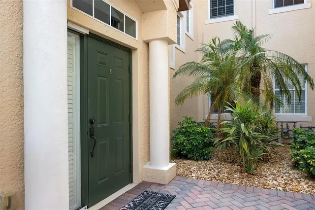 a view of potted plants in front of door