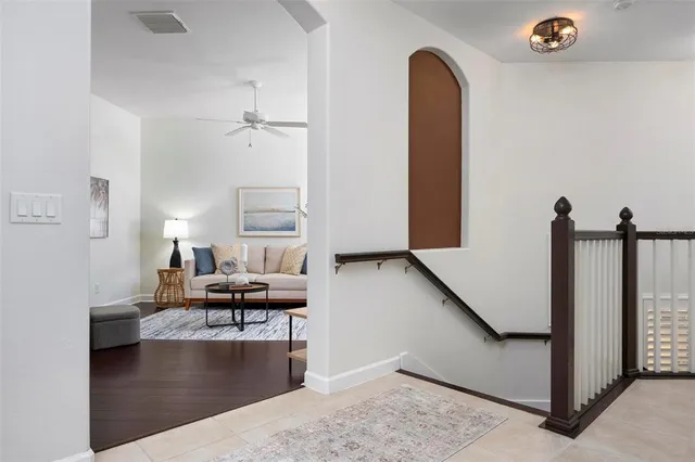 a view of a living room with furniture