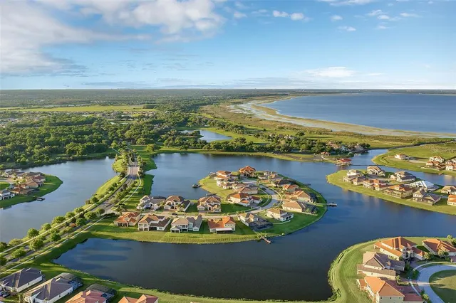 a view of a lake with a house