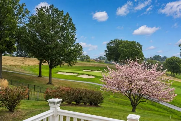 a view of a golf course with a lake