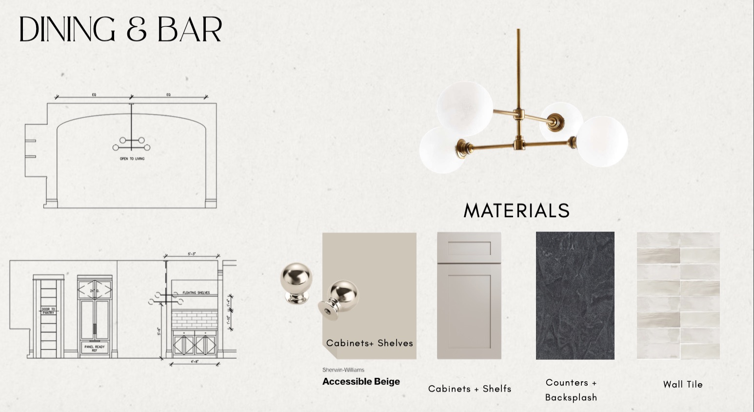 1309 Alguno Road, Unit 1 Austin, TX 78757 - Photo 19 of 33 Design Board. Outlining material selections and architectural details for the property's dining and bar area