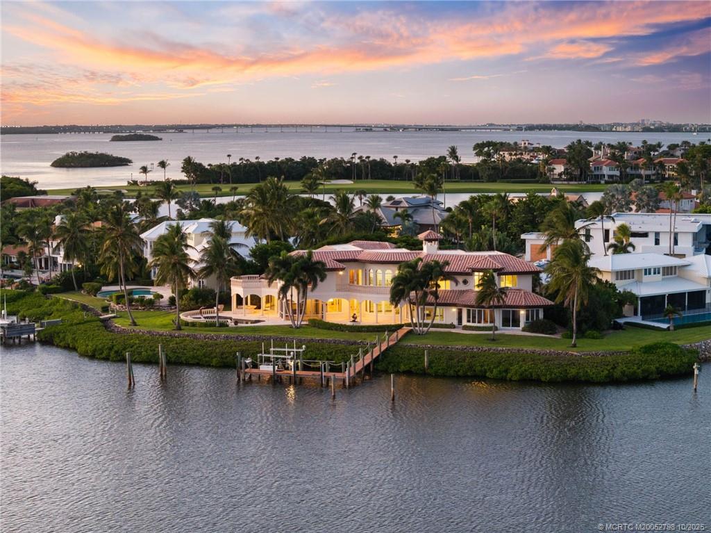 a view of a lake with a city
