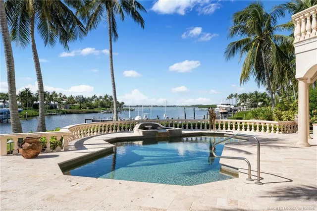 a view of a lake with a garden