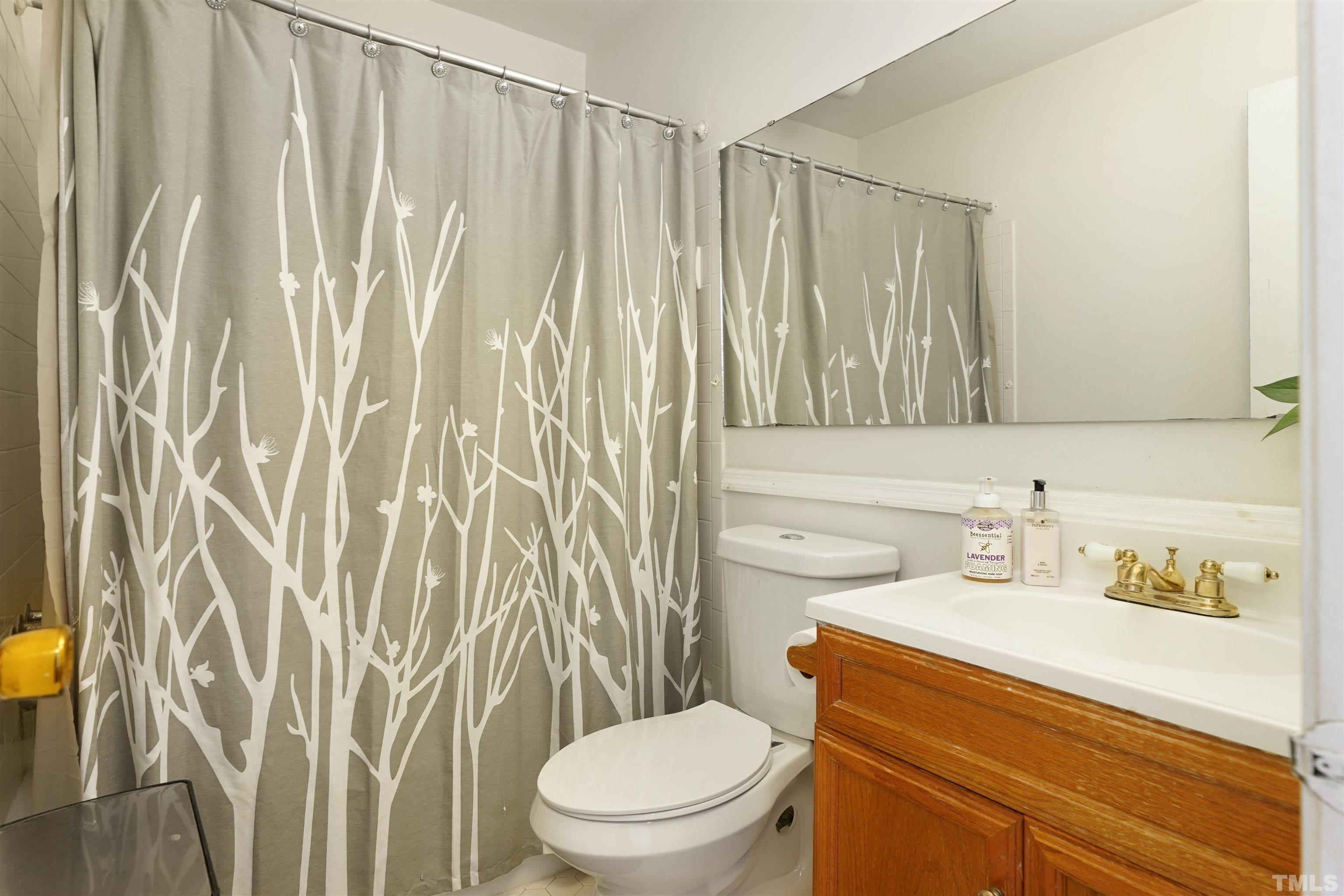 1738 Quail Ridge Road Raleigh, NC 27609 - Photo 10 of 13 a bathroom with a sink a toilet and shower curtain