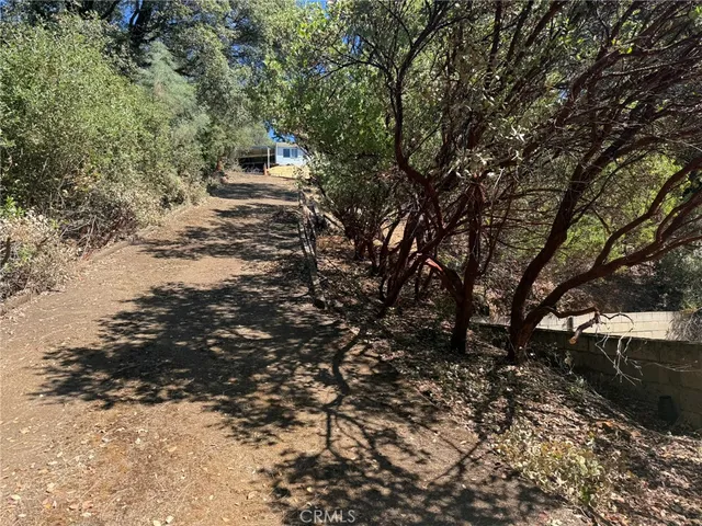 a view of a backyard of the house