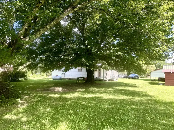 a front view of a house with yard and green space