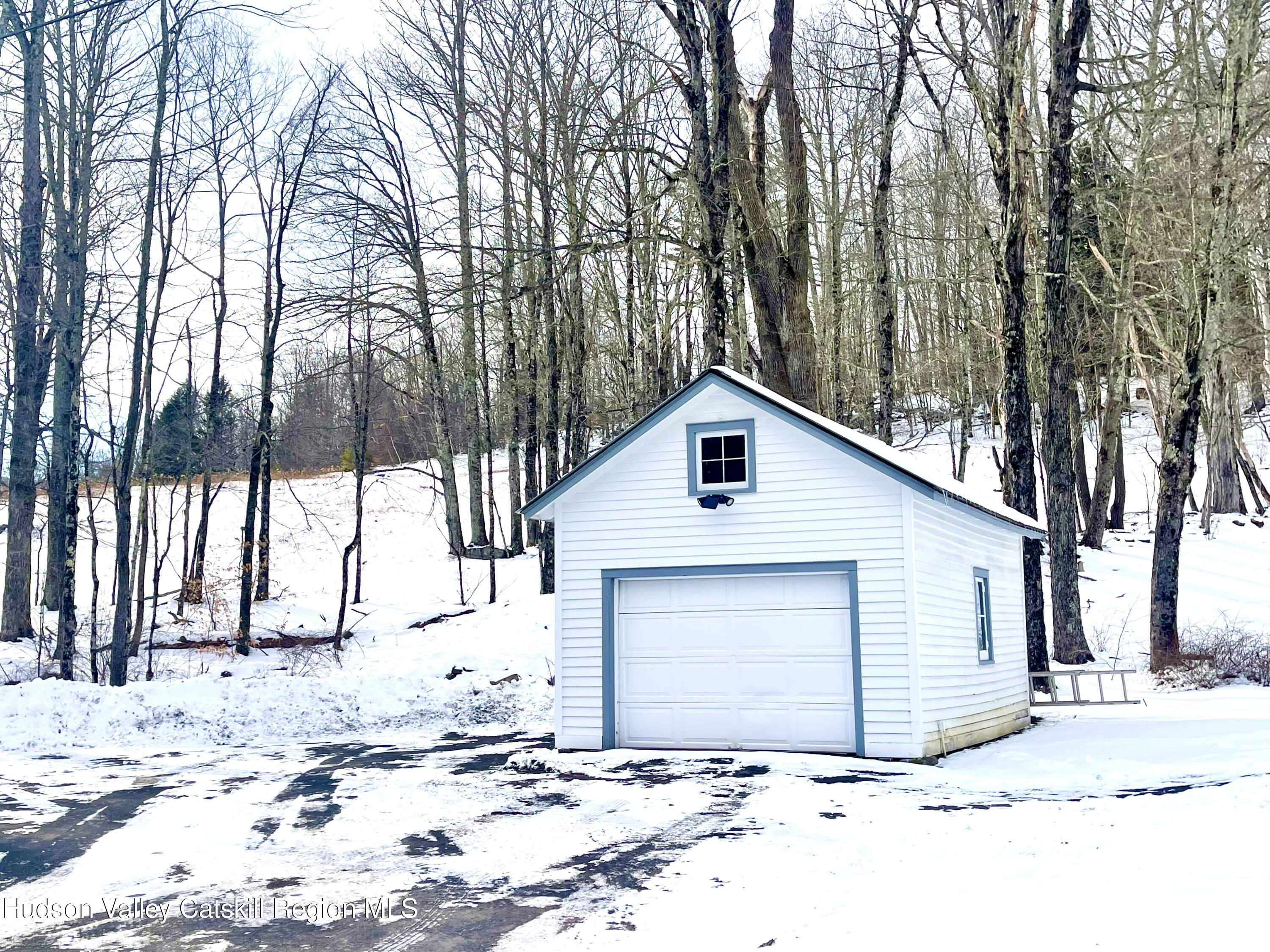 265 Scribner Hollow Road Hunter, NY 12442 - Photo 34 of 36 a front view of a house with a yard covered in snow