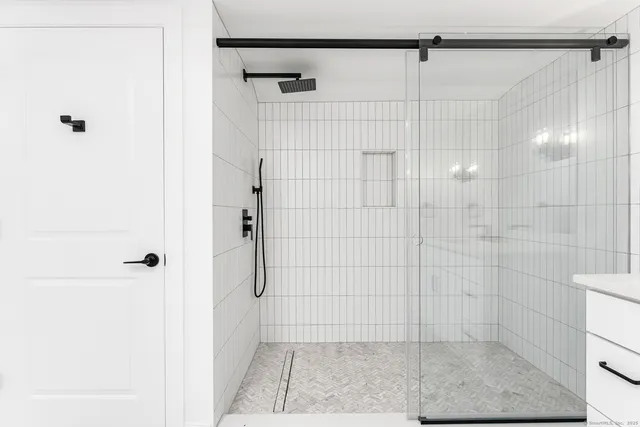 a bathroom with a shower