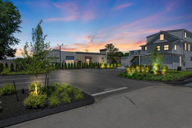 a view from deck having patio