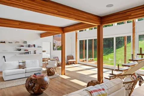 a living room with furniture