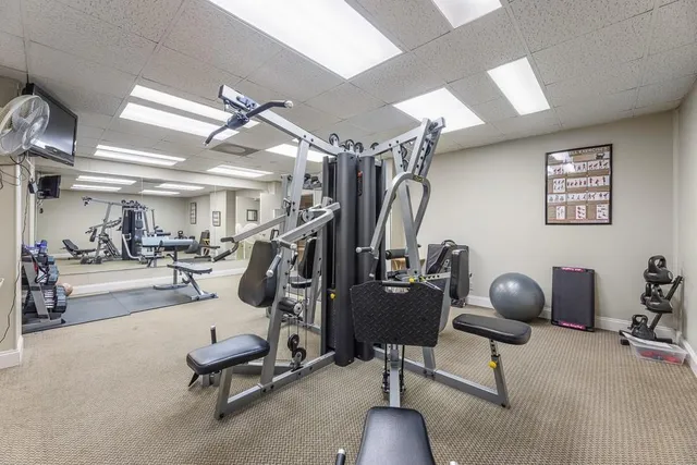 a view of a room with gym equipment