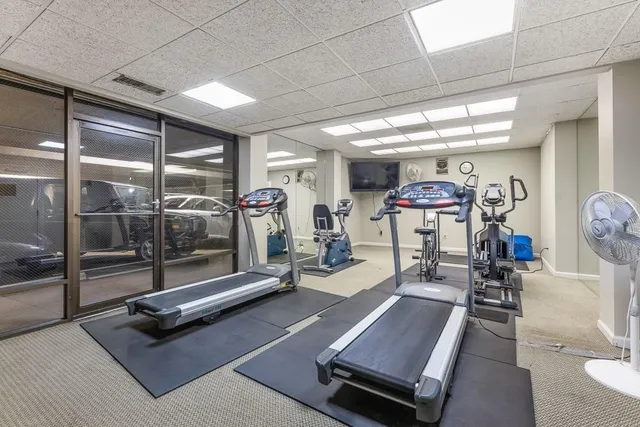 a room with gym equipment