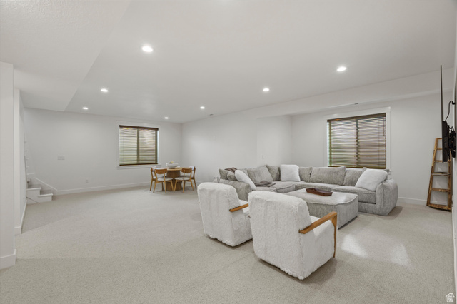 3349 Oxford Loop Morgan, UT 84050 - Photo 28 of 47 Living room featuring recessed lighting and light carpet