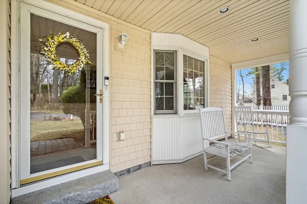 a building outdoor space with patio furniture