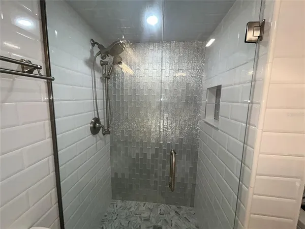 a view of a room with racks on the wall