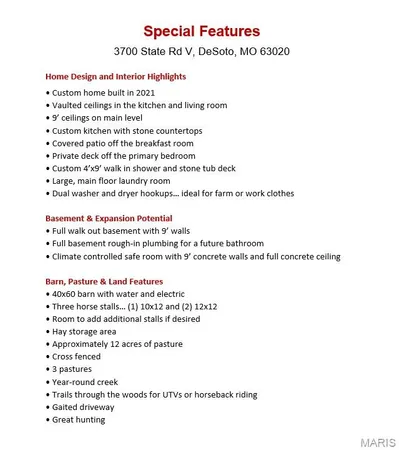 $725,000 | 3700 State Rd V, De Soto, MO 63020