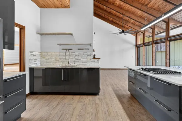 a view of livingroom with wooden floor