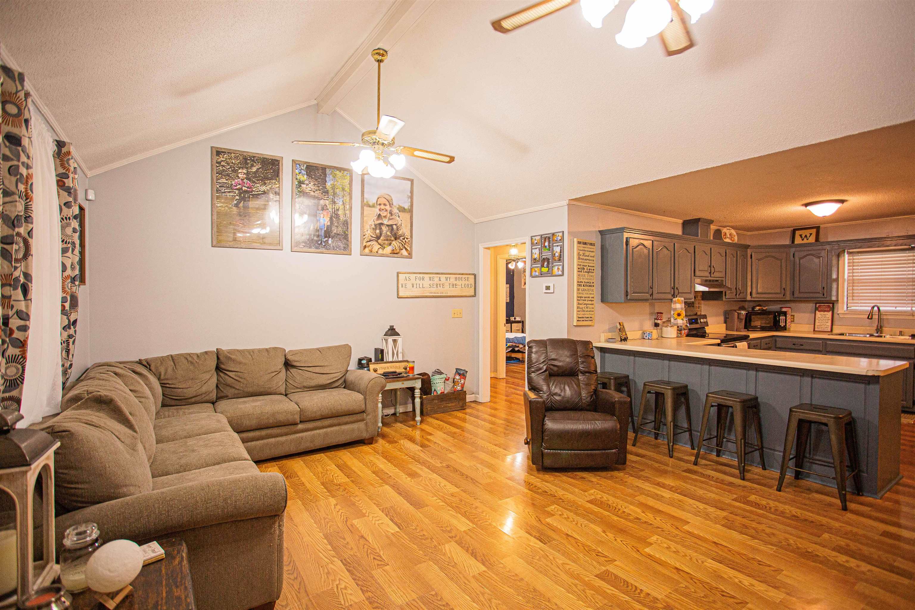 370 Dr Lewis Road Ripley, TN 38063 - Photo 4 of 25 a living room with furniture a fireplace and kitchen view