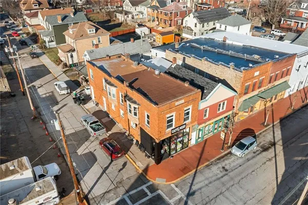 an aerial view of a building