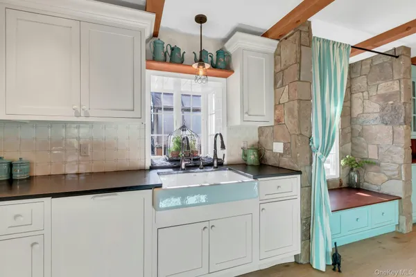 a view of a room with shelves