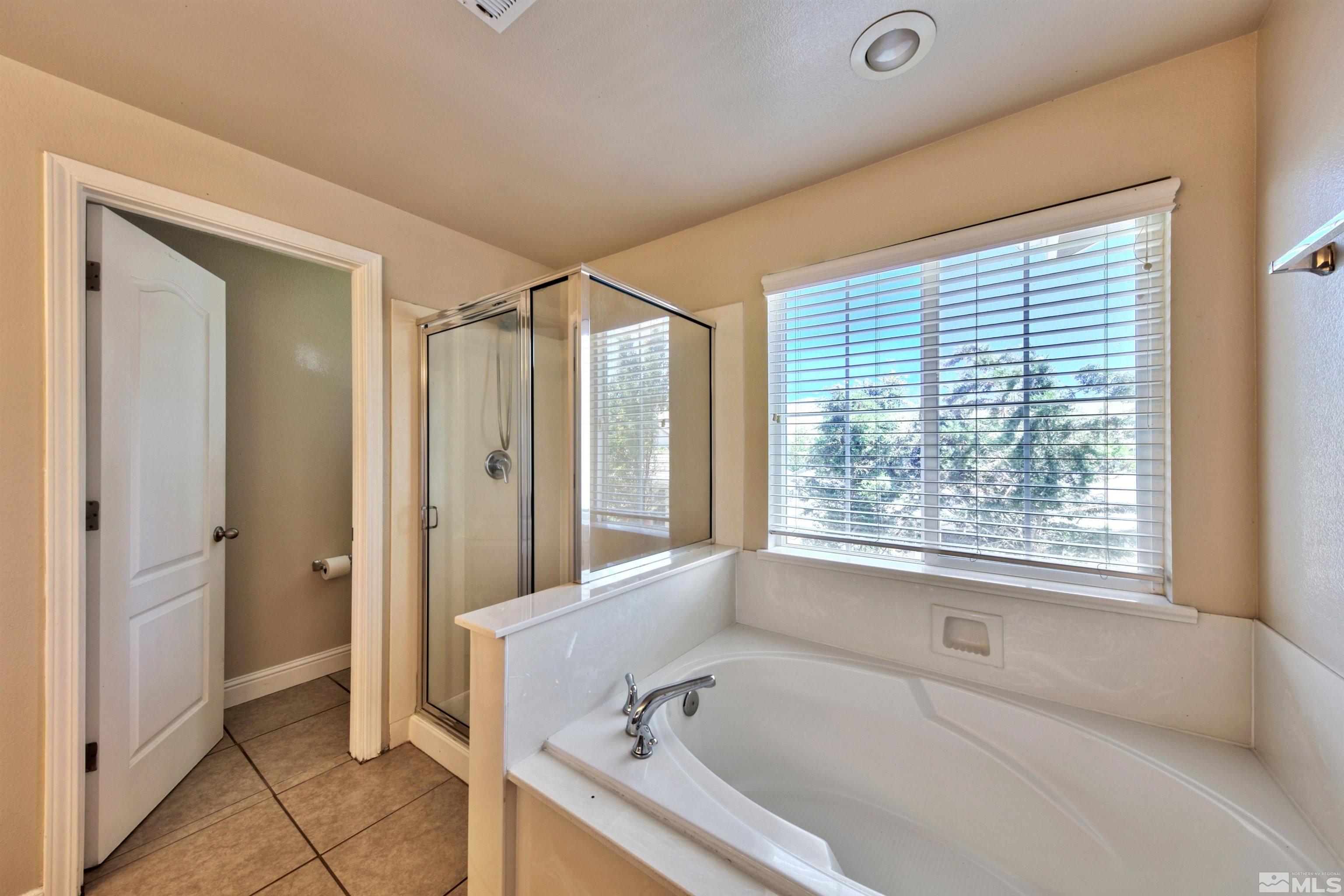 10084 Silver Star Drive Reno, NV 89521 - Photo 19 of 26 a bathroom with a granite countertop tub shower and sink