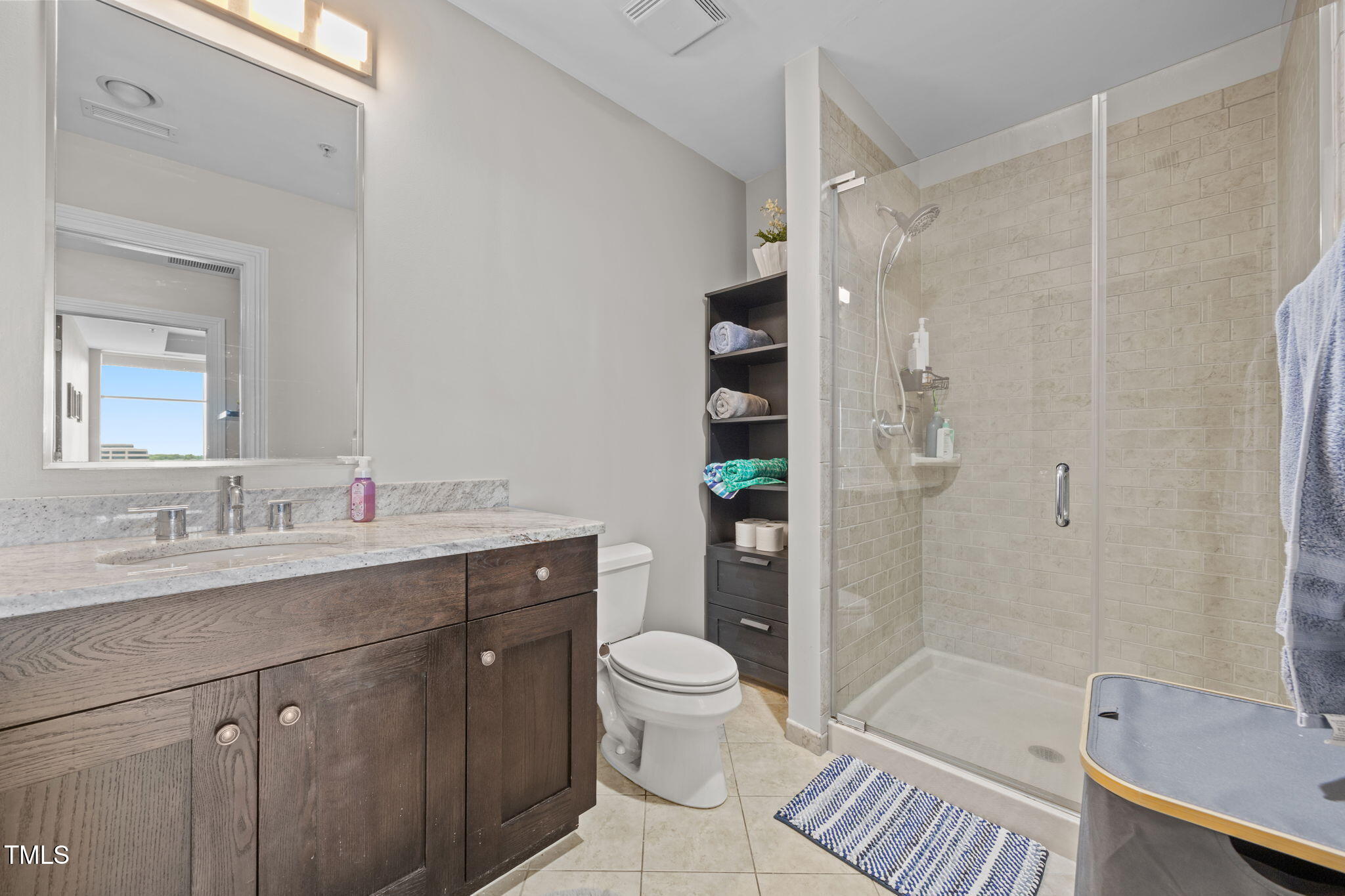 400 West North Street, Unit 1028 Raleigh, NC 27603 - Photo 19 of 37 a bathroom with a sink a toilet and shower