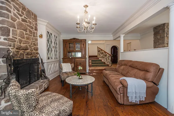 a view of a fireplace in the house