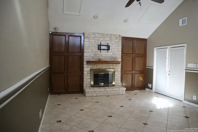 a view of a livingroom with a fireplace