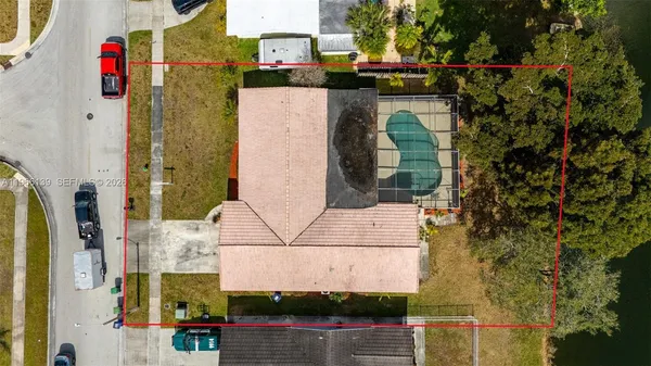 a bird view of a house