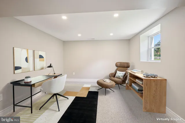 a work room with furniture