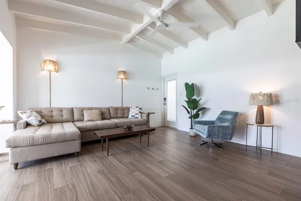 a living room with furniture