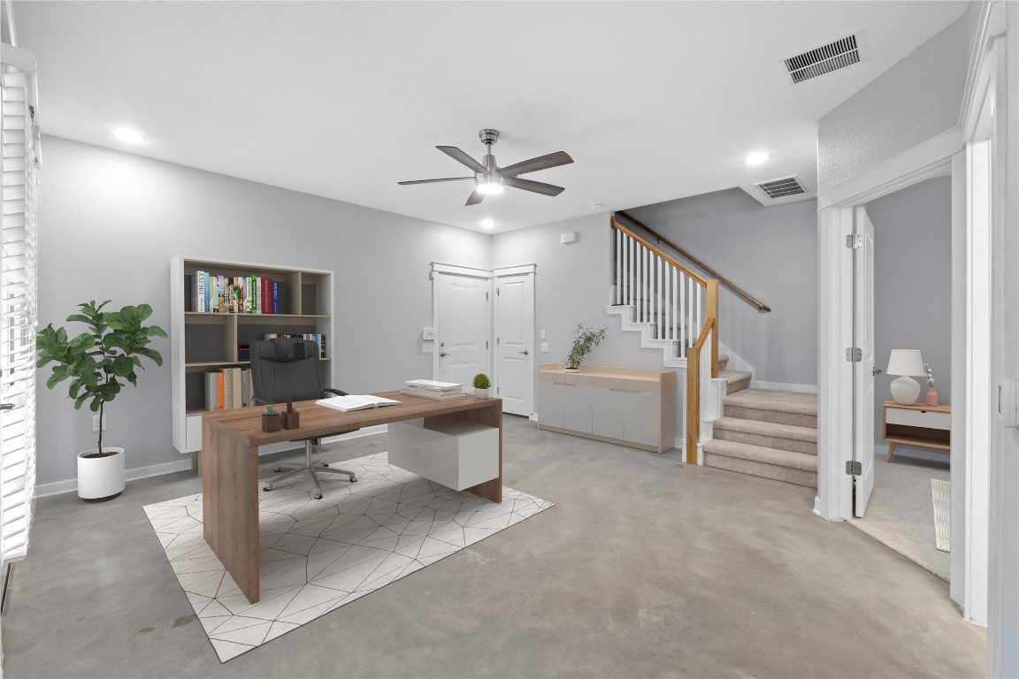 3900 Threadgill Street, Unit 16 Austin, TX 78723 - Photo 8 of 40 a living room with furniture a ceiling fan and a window